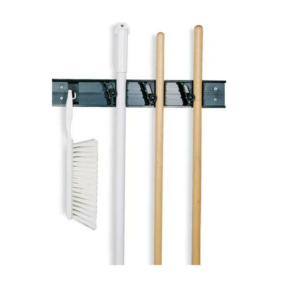 Broom & Brush Holder - Black Plastic