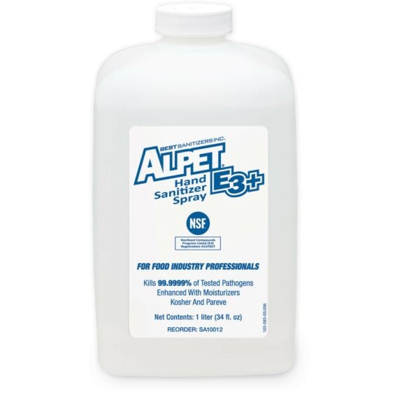 Alpet E3 Plus Hand Sanitizer Spray, 1-Liter Bottles
